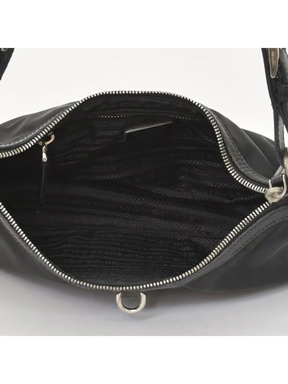 Prada Bag Triangle Logo Nylon Black Silver